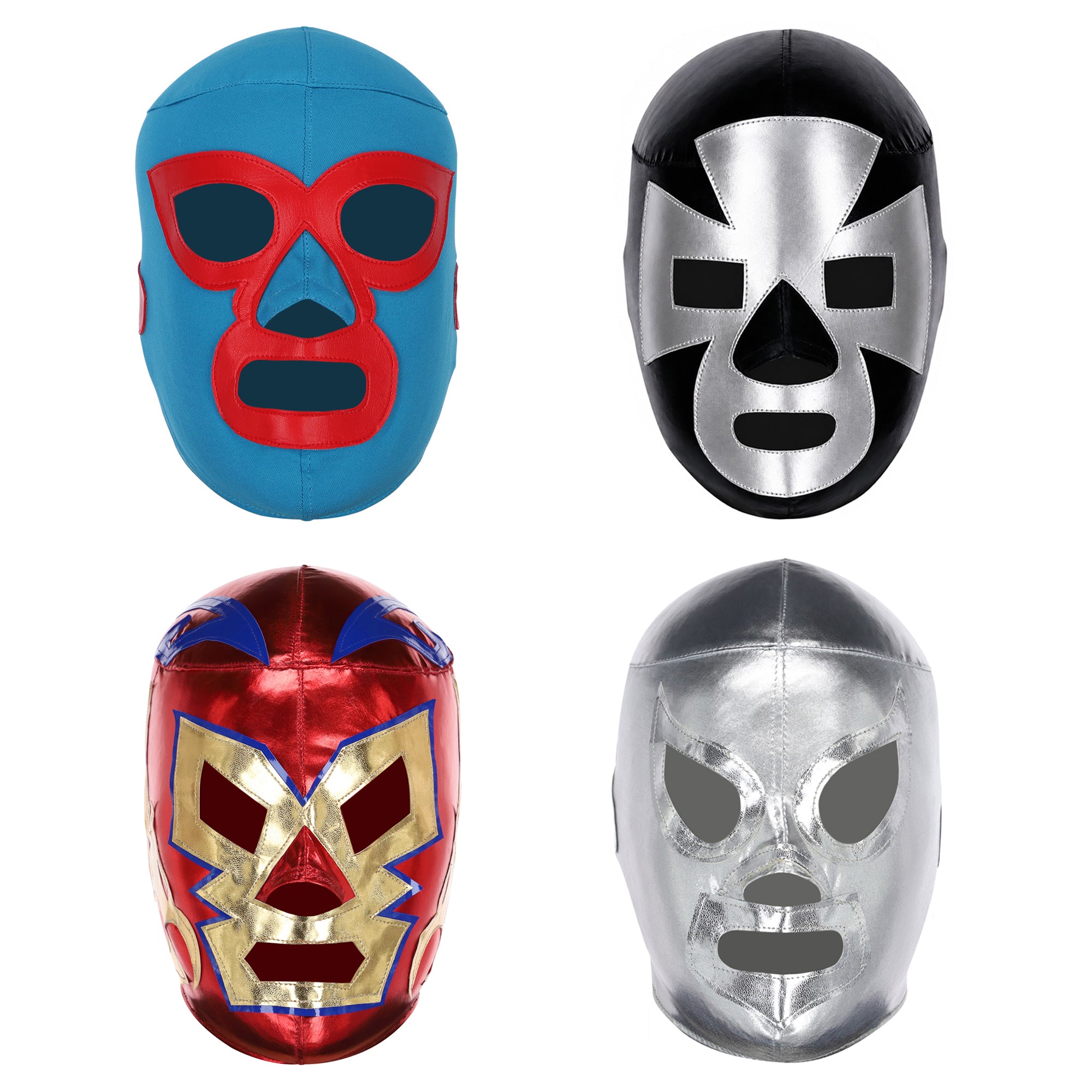 Lucha Libre Party Pack| 8x Mexican Luchador Wrestling Masks | Santo, Ramses, Tiburon, Dr. Wagner, Blue Demon, Nacho Libre, Espanto, Huracan Ramirez | Adult Pro-Fit