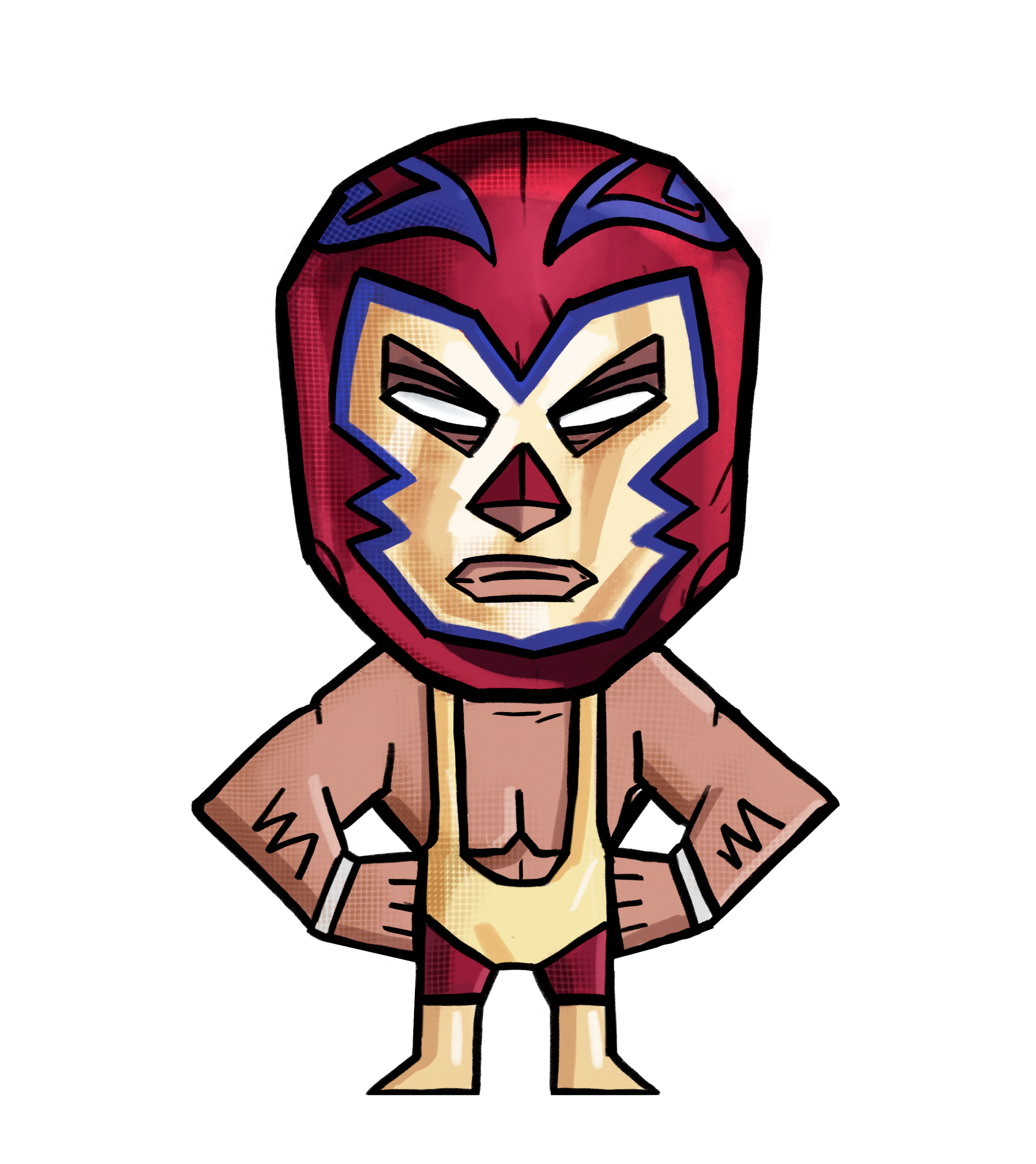 Cartoon of Dr. Wagner Jr. Wearing Red Luchador Mask