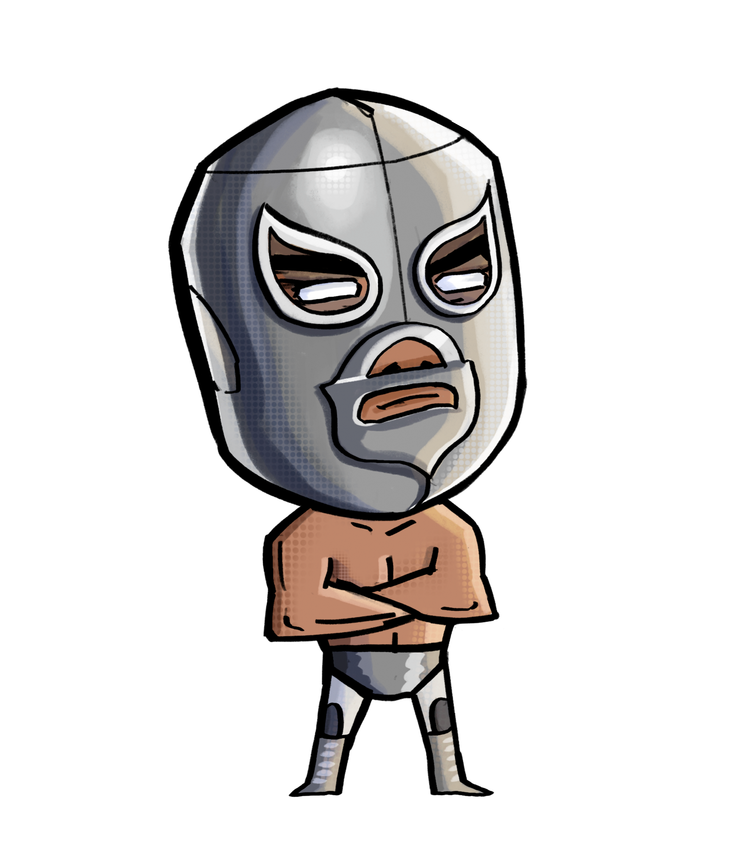 Cartoon of El Santo Wearing Silver Luchador Wrestling Mask