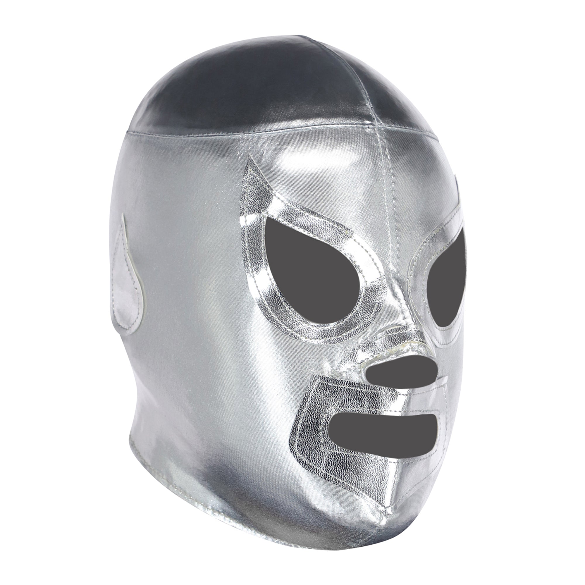 Silver El Santo lucha libre mask - right profile view