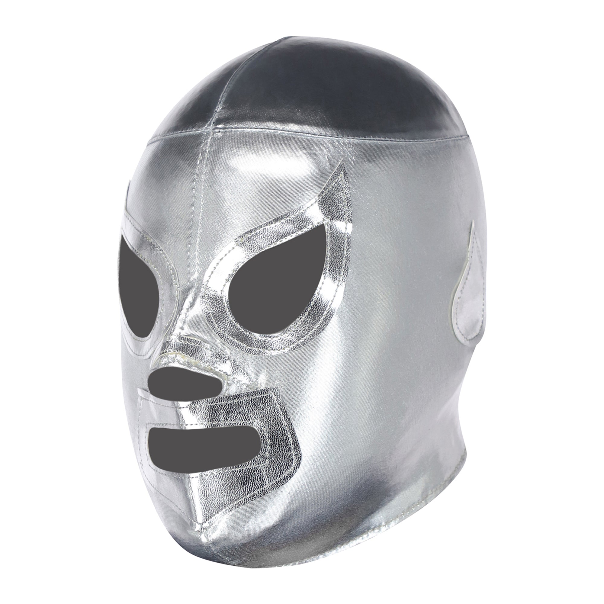 Silver El Santo mexican wrestling mask - left profile view