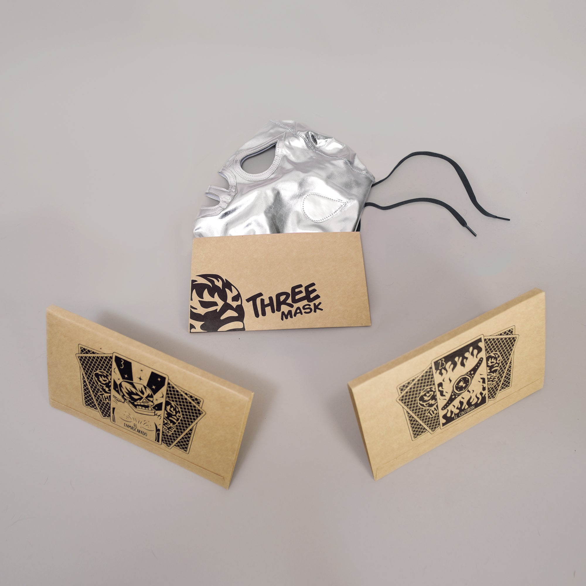 Silver El Santo Wrestling Mask with Gift Packaging.