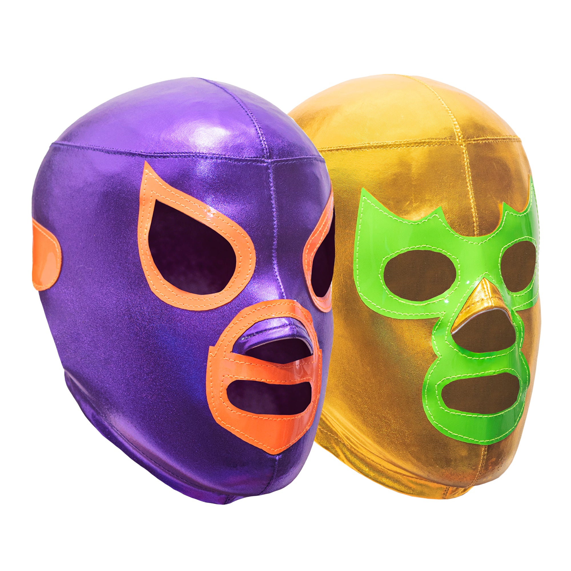 Kids Lucha Libre Wrestling Masks (Youth 2Pack) | Authentic Mexican Luchador Wrestling Masks for Children | Purple & Yellow