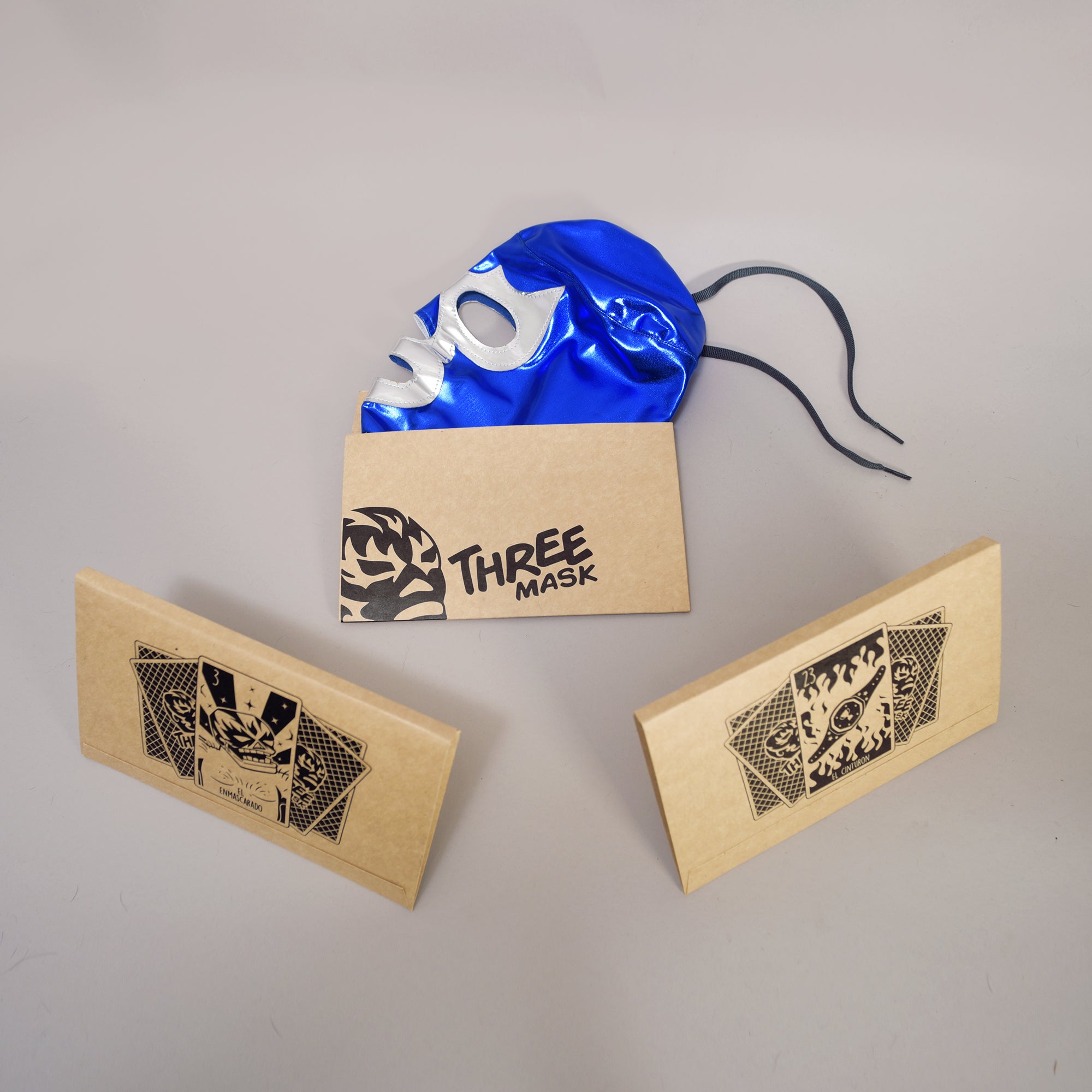 Blue Demon wrestling mask in gift packaging