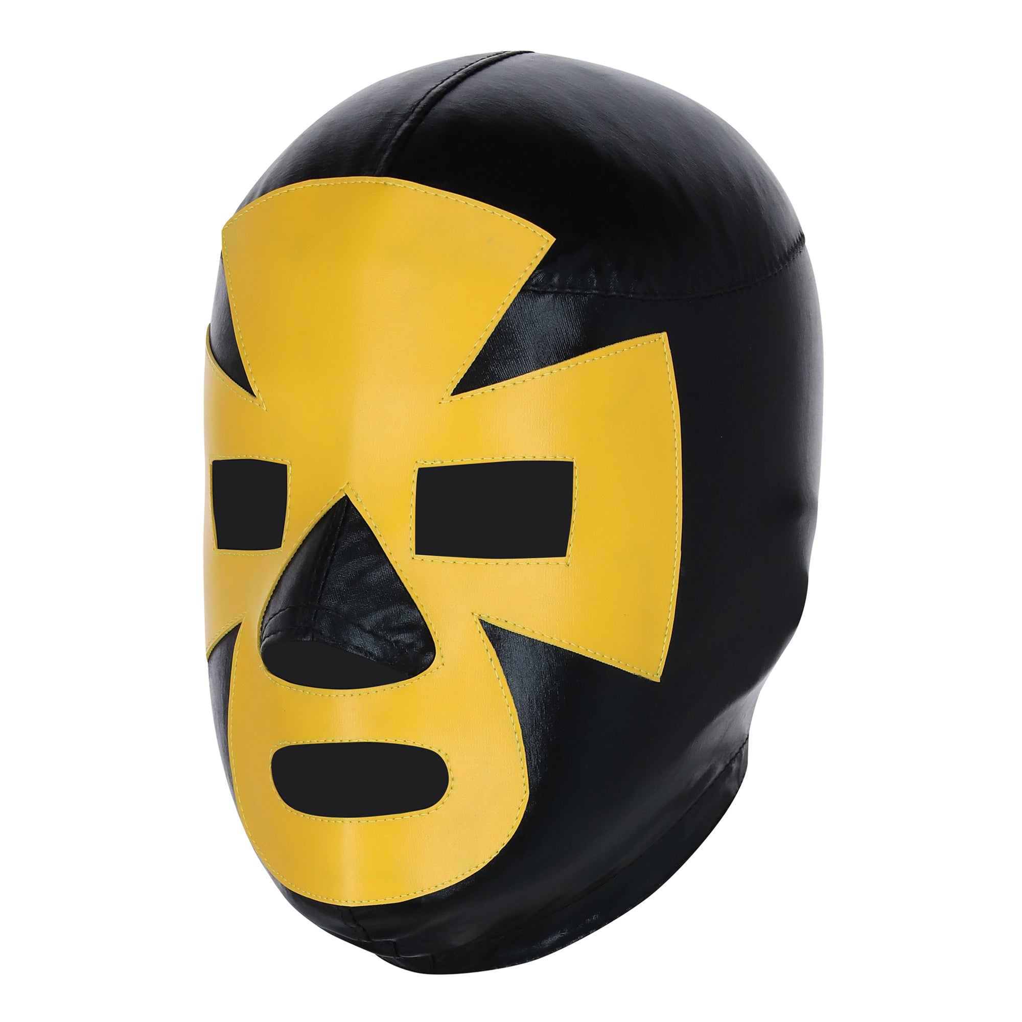 Black & Yellow Espanto Lucha Libre Mask - Left Profile View