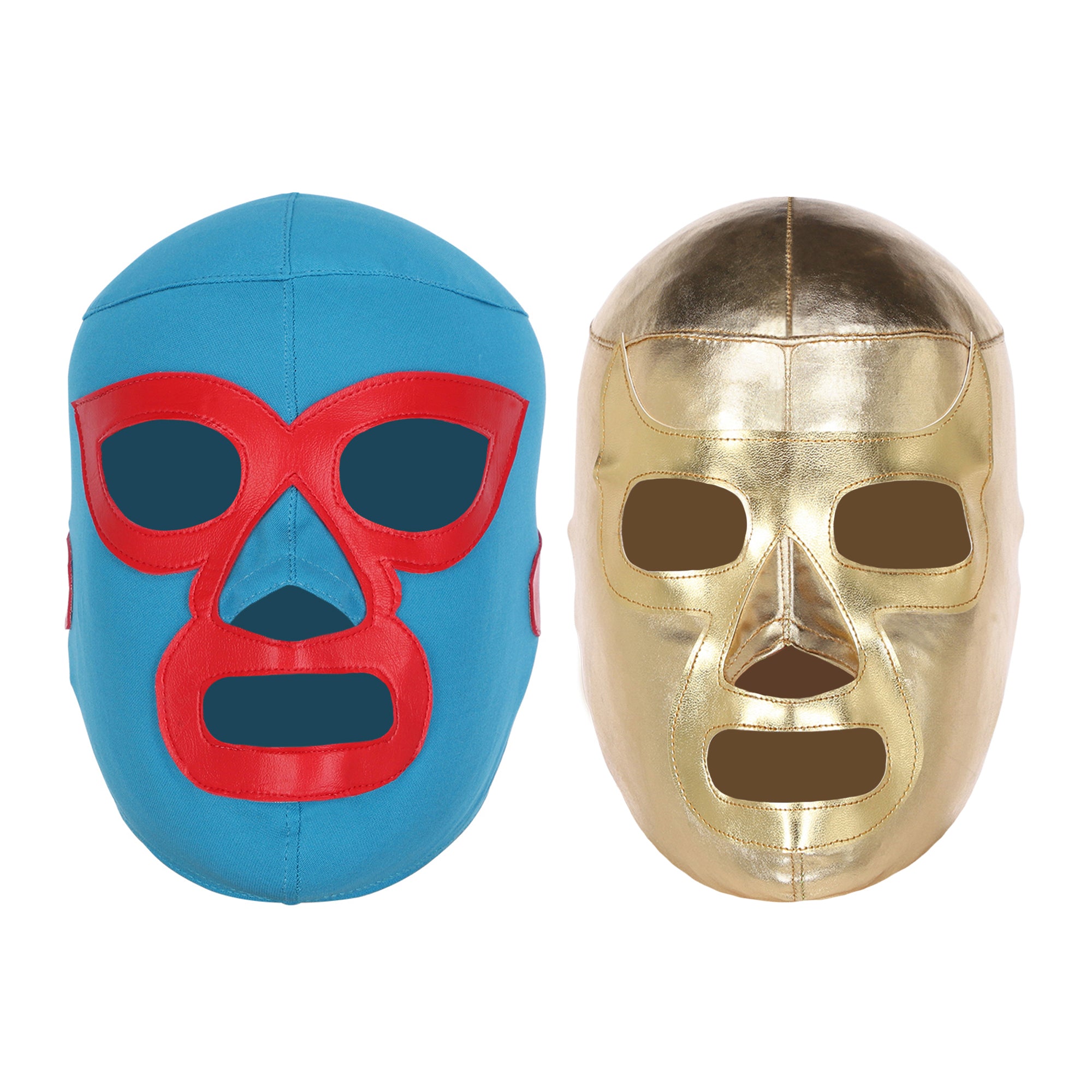 Nacho Libre & Ramses Blue and Gold Lucha Libre Masks