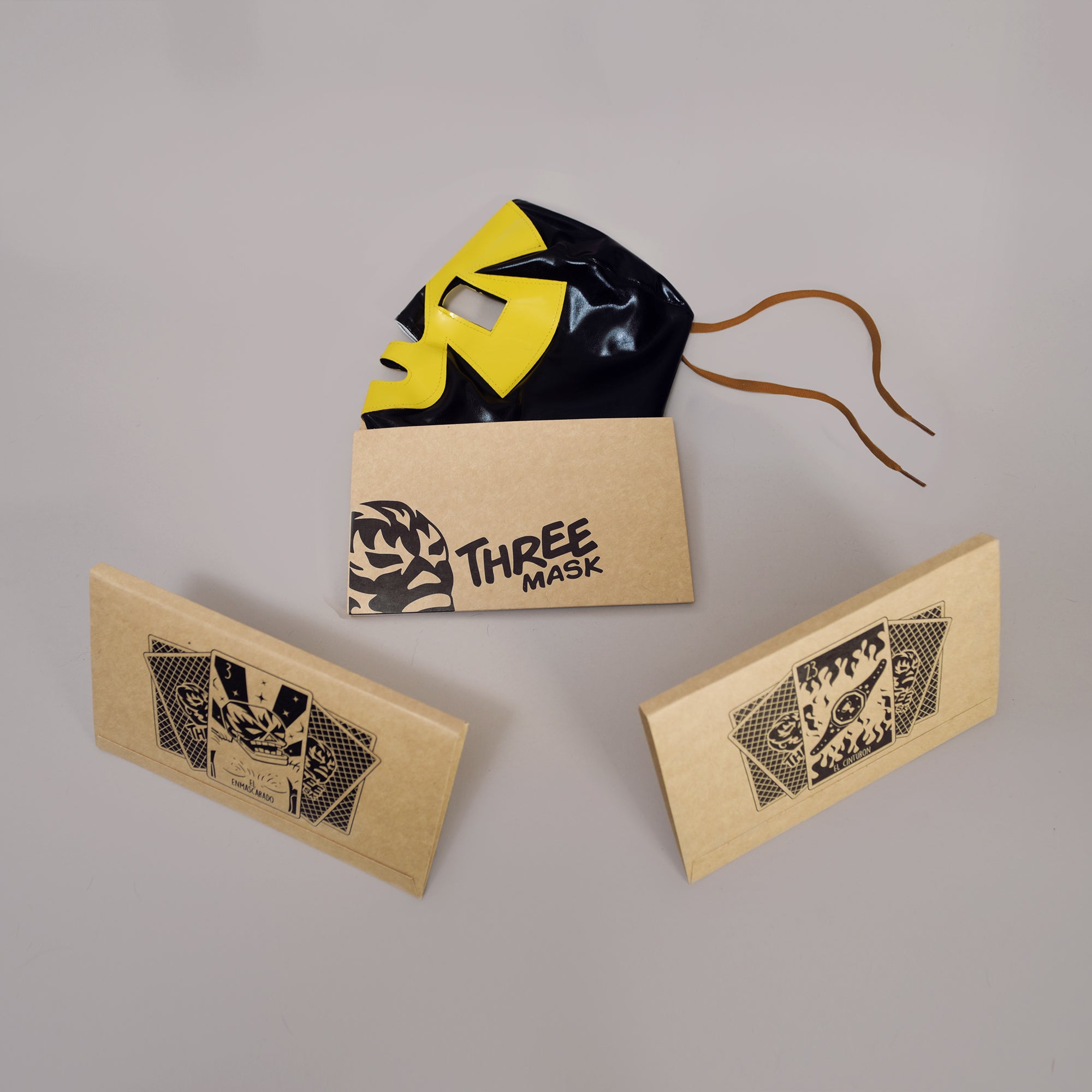 Black & Yellow Espanto Wrestling Mask with Gift Packaging